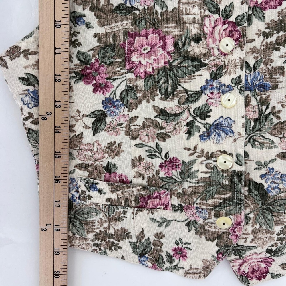 vintage 80s 90s women's vest floral Liz Wear Petite‎ - Picture 5 of 6